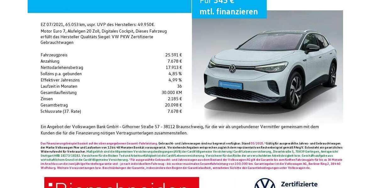 VW ID.4 65.053 km 25.450 &euro; Ingolstadt 85053