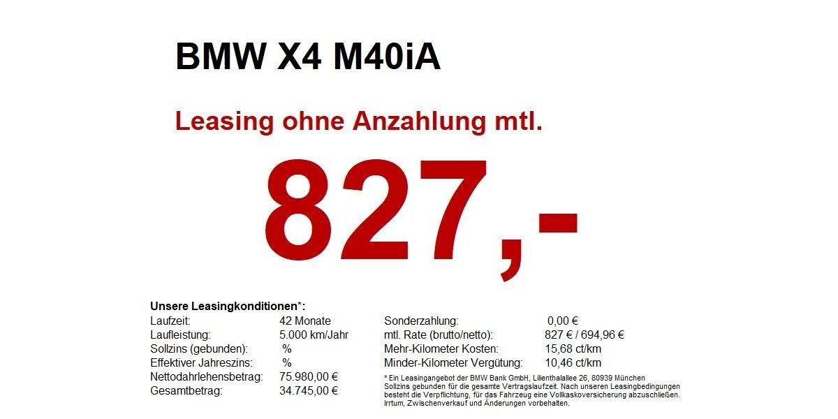 BMW X4 M40 13.422 km 73.940 &euro; Heilbronn 74076