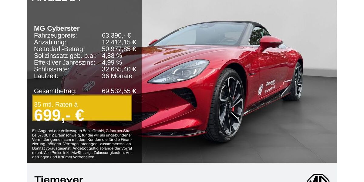 MG Cyberster 1.500 km 63.390 &euro; Hemer 58675