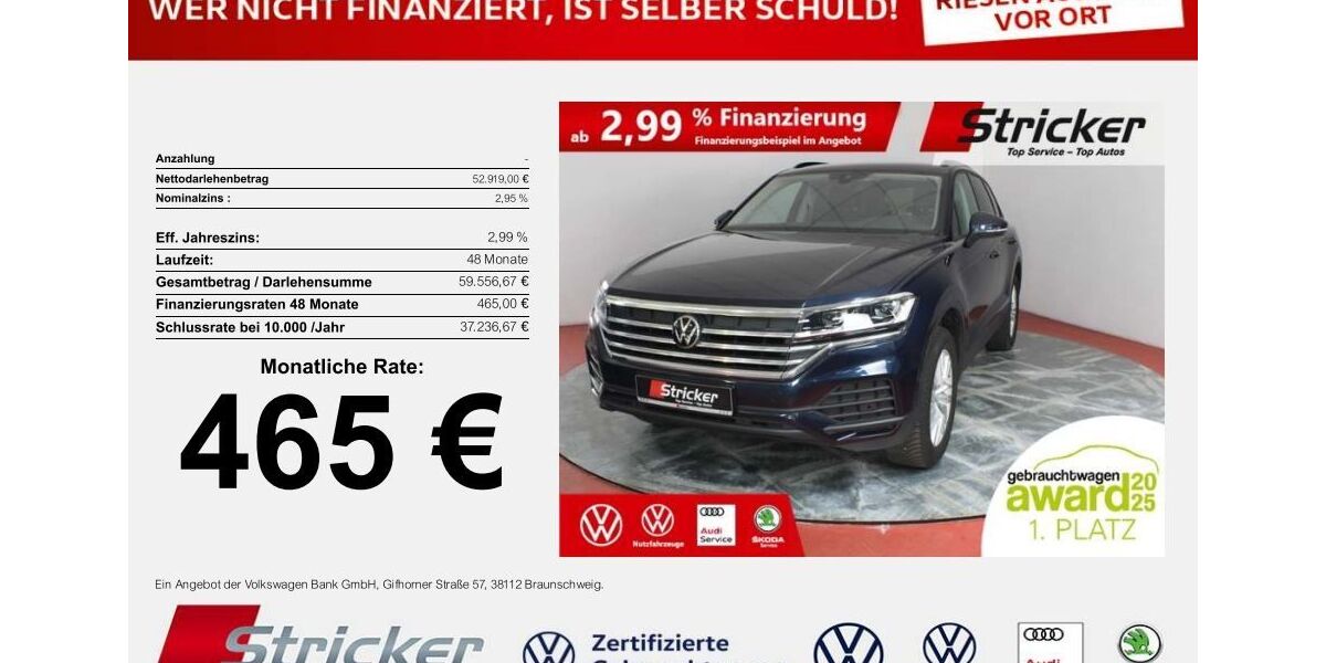 VW Touareg 22.130 km 52.919 &euro; Horn-Bad Meinberg 32805
