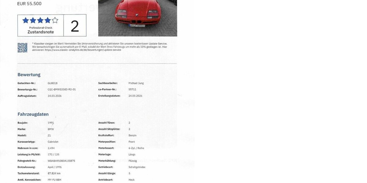 BMW Z1 87.824 km 46.000 &euro; Höchstenbach 57629