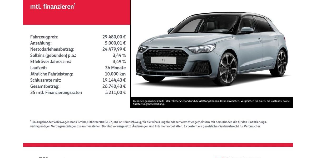 Audi A1 6.639 km 29.480 &euro; Nordhausen 99734