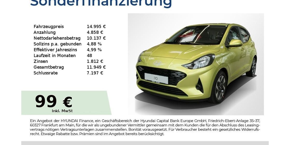 Hyundai i10 3.566 km 14.995 &euro; Fürth 90763
