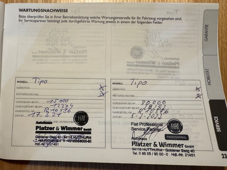 Fiat Tipo 90.000 km 14.000 &euro; Mühldorf 84453