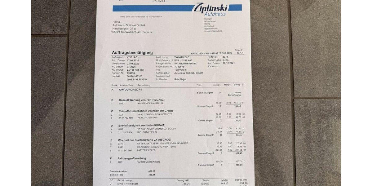 Renault Twingo Urban Night+ Insp.TÜV+ NEU+10350.- NETTO 24.156 km 12.335 &euro; Schwalbach/Taunus 65824