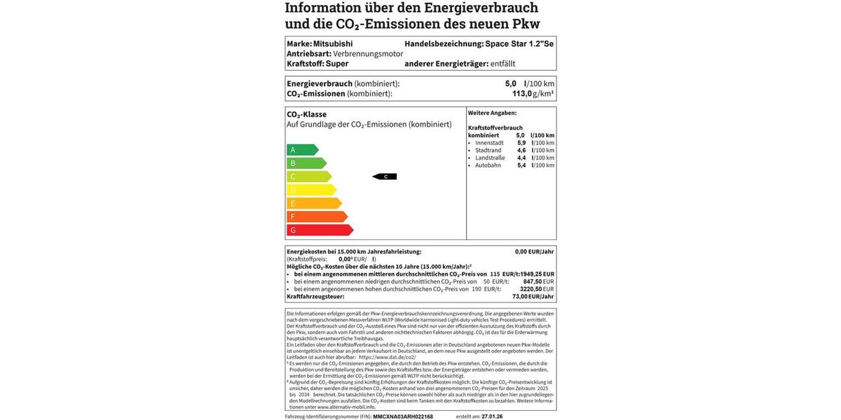 Mitsubishi Space Star 2.200 km 14.450 &euro; Elmshorn 25337