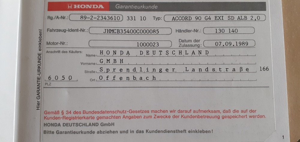 Honda Accord I 210.000 km 3.500 &euro; Gotha 99867
