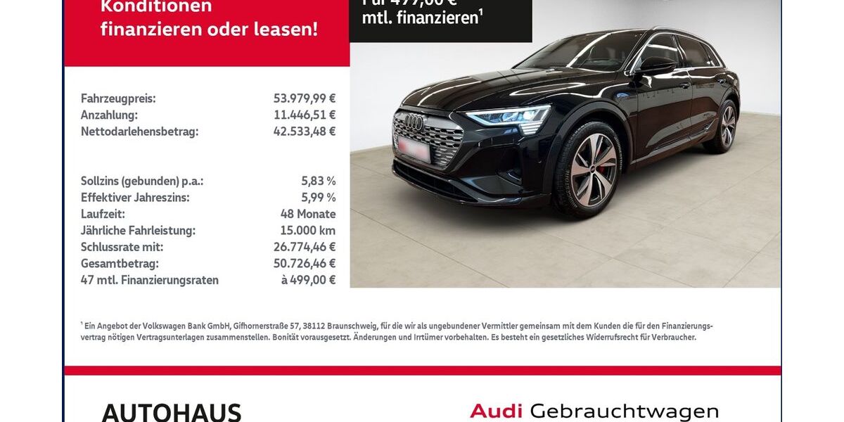 Audi Q8 e-tron 9.700 km 53.779 &euro; Bitterfeld-Wolfen 06749