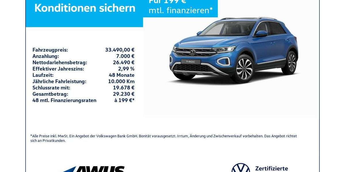 VW T-Roc 4.900 km 33.490 &euro; Schwerin 19057