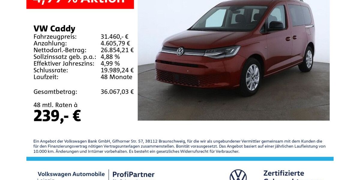 VW Caddy 23.850 km 30.590 &euro; Leipzig 04178