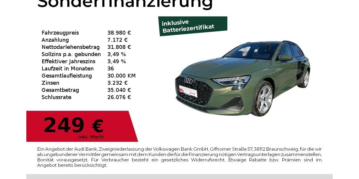 Audi A3 8.015 km 38.980 &euro; Dessau-Roßlau 06844