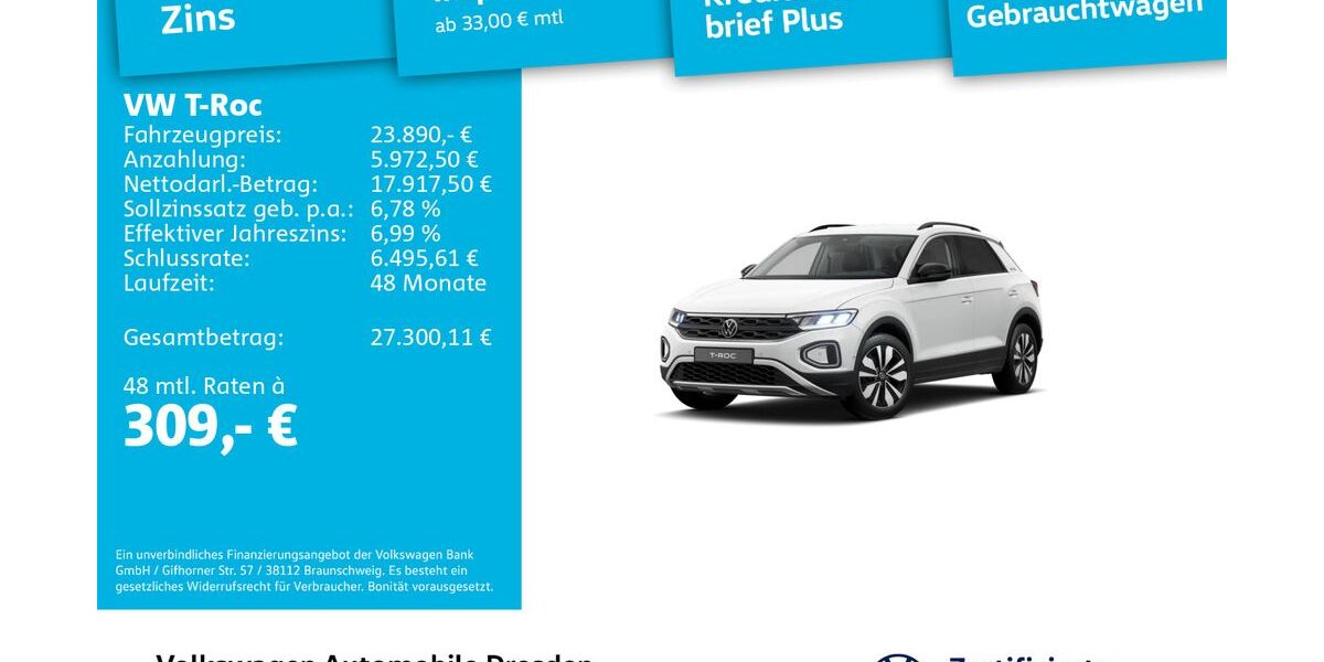 VW T-Roc 14.609 km 23.890 &euro; Dresden 01067