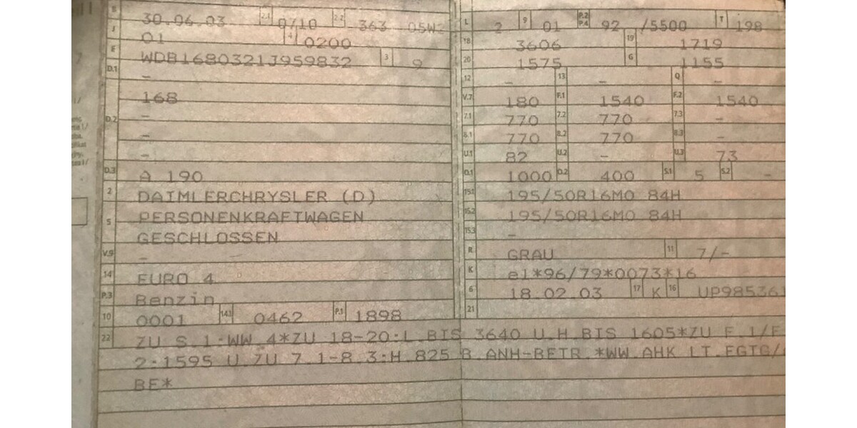 Mercedes-Benz A 190 176.600 km 1.500 &euro; Langewahl 15518