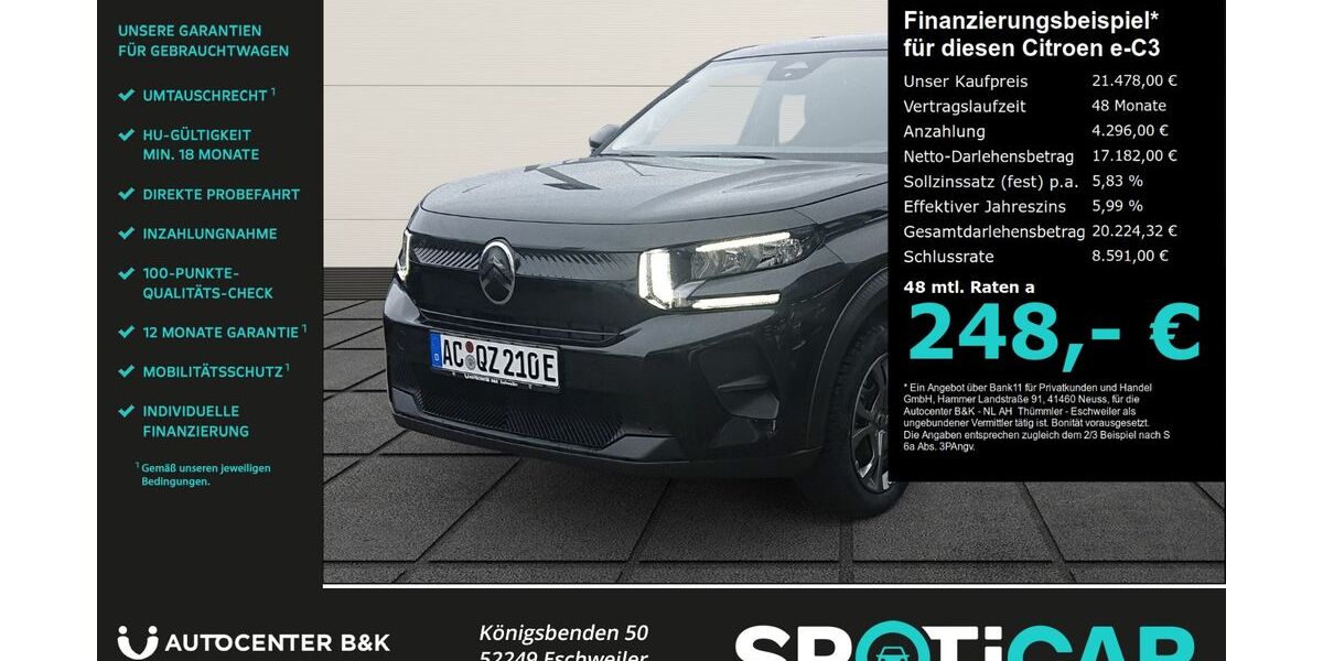 Citroen ë-C3 2.000 km 21.478 &euro; Eschweiler 52249