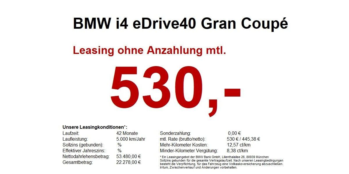 BMW i4 2.556 km 52.190 &euro; Heilbronn 74076