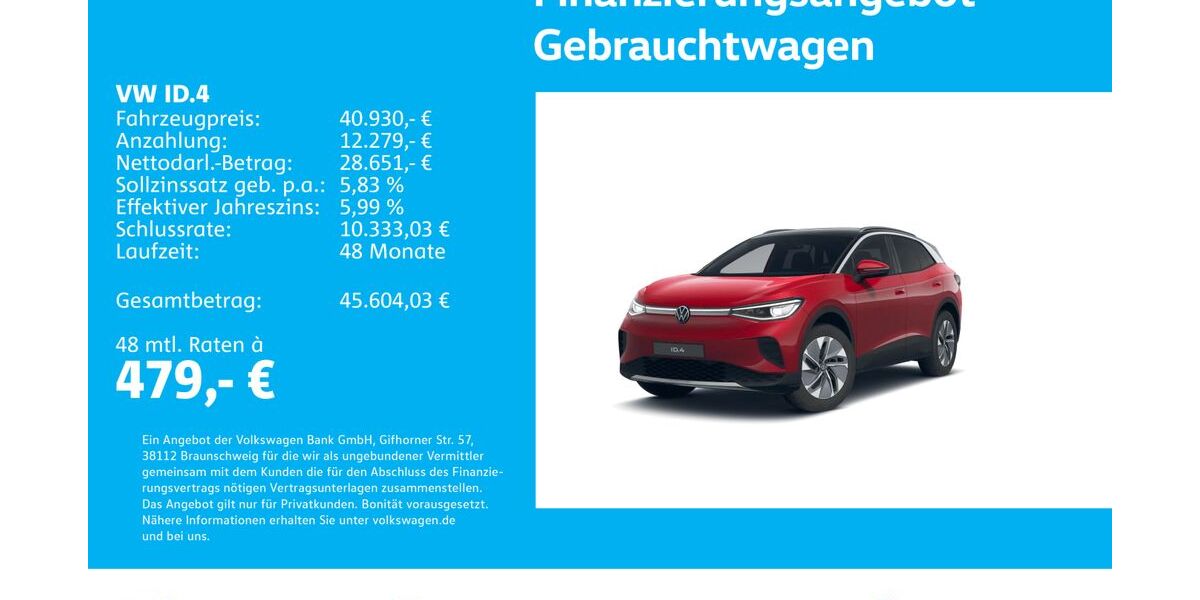 VW ID.4 4.767 km 40.930 &euro; Stuttgart-Wangen 70188