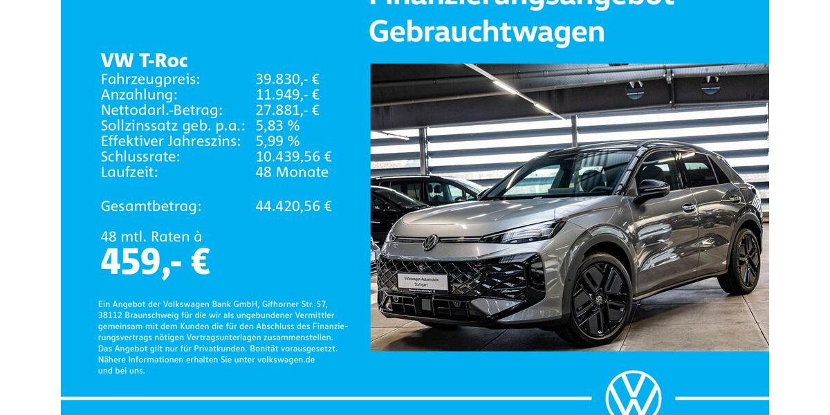 VW T-Roc 1.505 km 39.830 &euro; Stuttgart-Feuerbach 70469