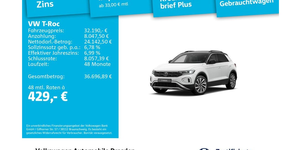 VW T-Roc 9.275 km 32.190 &euro; Dresden 01067