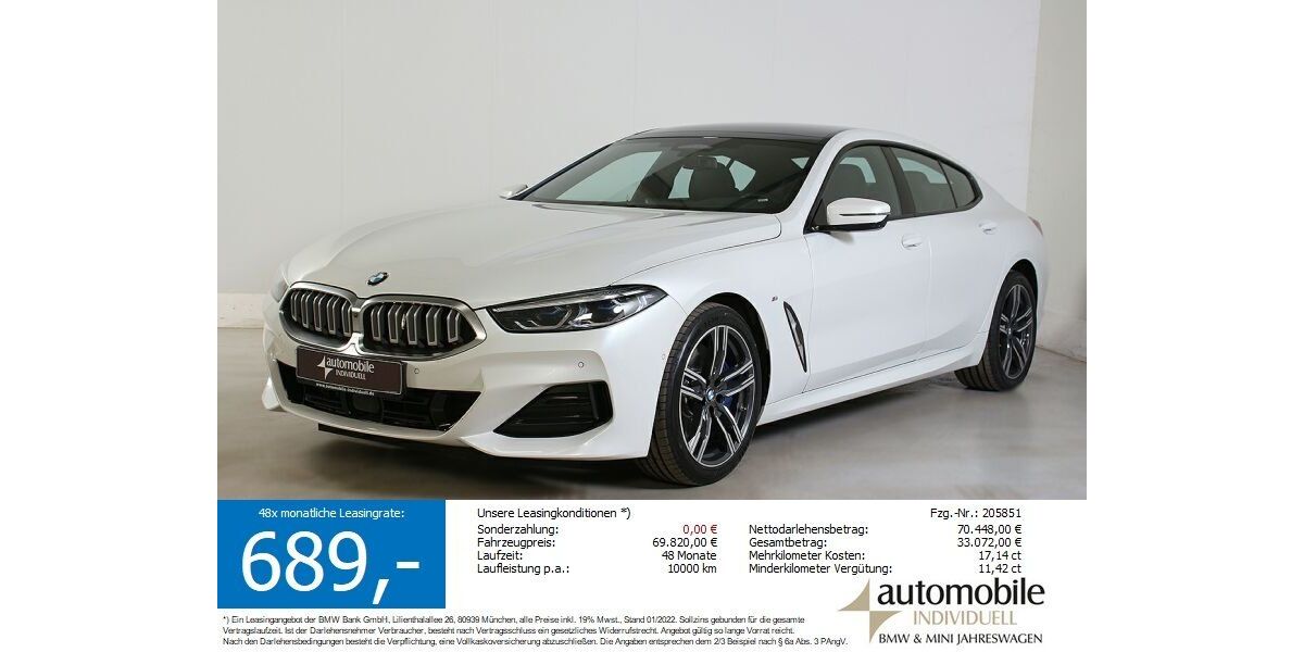 BMW 840 1.800 km 69.340 &euro; Paderborn 33100