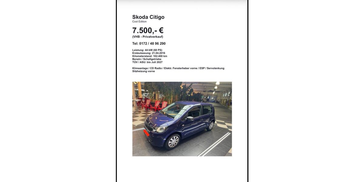 Skoda Citigo 102.400 km 6.500 &euro; Winkelhaid 90610