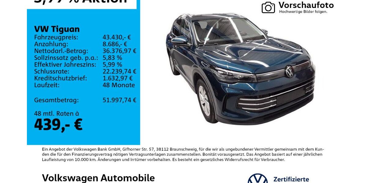 VW Tiguan 13.019 km 43.430 &euro; Leipzig 04277