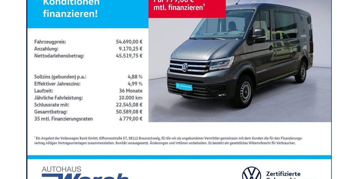 VW Crafter 9.060 km 54.689 &euro; Südharz 06536