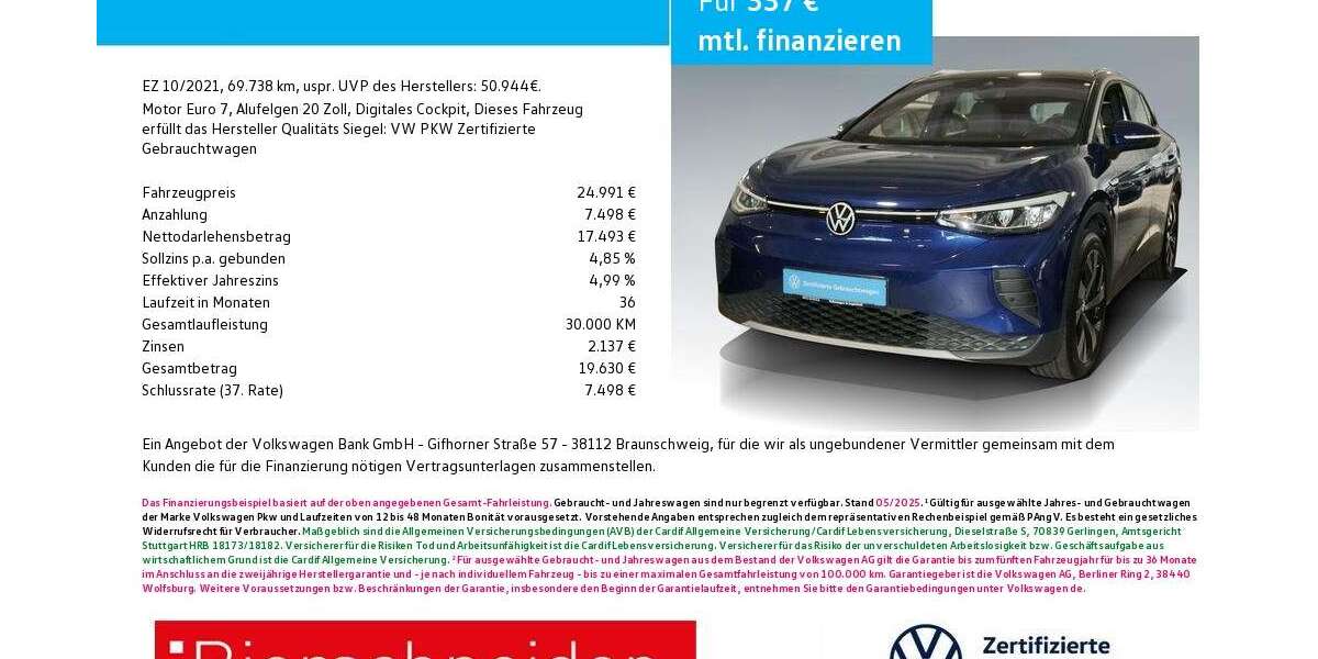 VW ID.4 69.738 km 24.450 &euro; Ingolstadt 85053