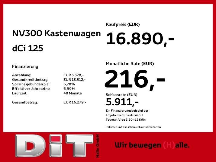 Nissan NV300 58.353 km 16.890 &euro; Halle 06130