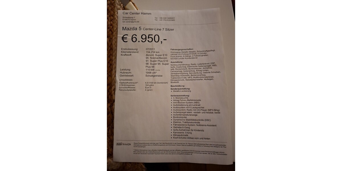 Mazda 5 154.214 km 4.750 &euro; Hamm 59065