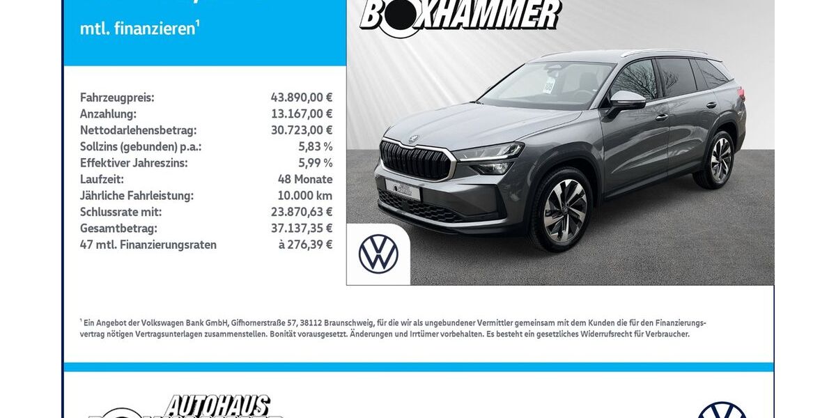 Skoda Kodiaq 5.705 km 43.890 &euro; Bad Aibling 83043